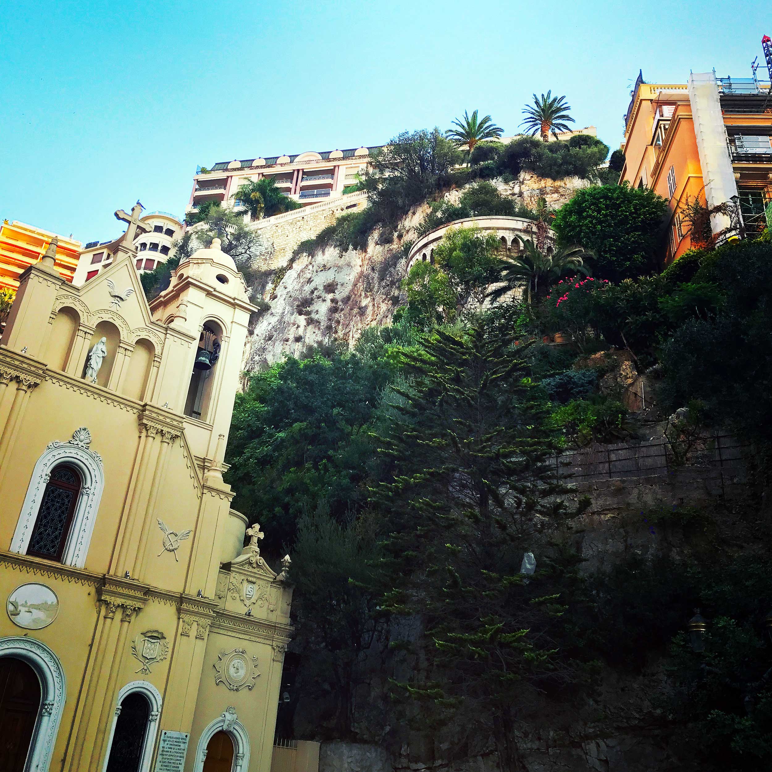 Monaco church and train station