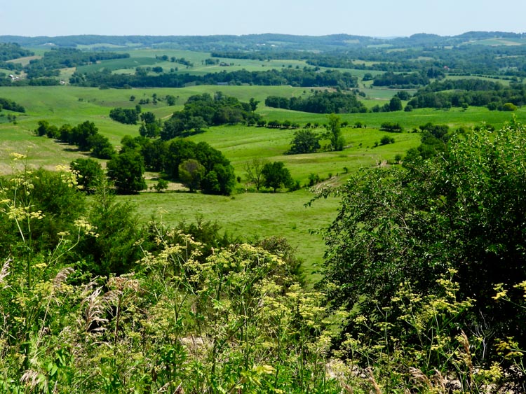 The rolling hills of Iowa on our road trip through America's heartland