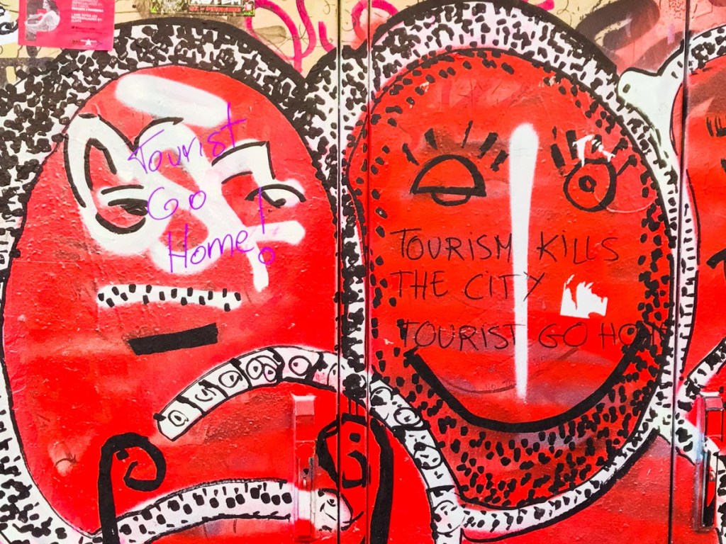 Tourists go home graffiti in Barcelona