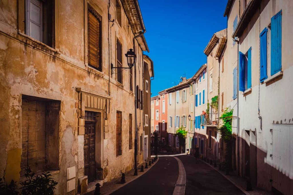 Driving in France on small village roads.