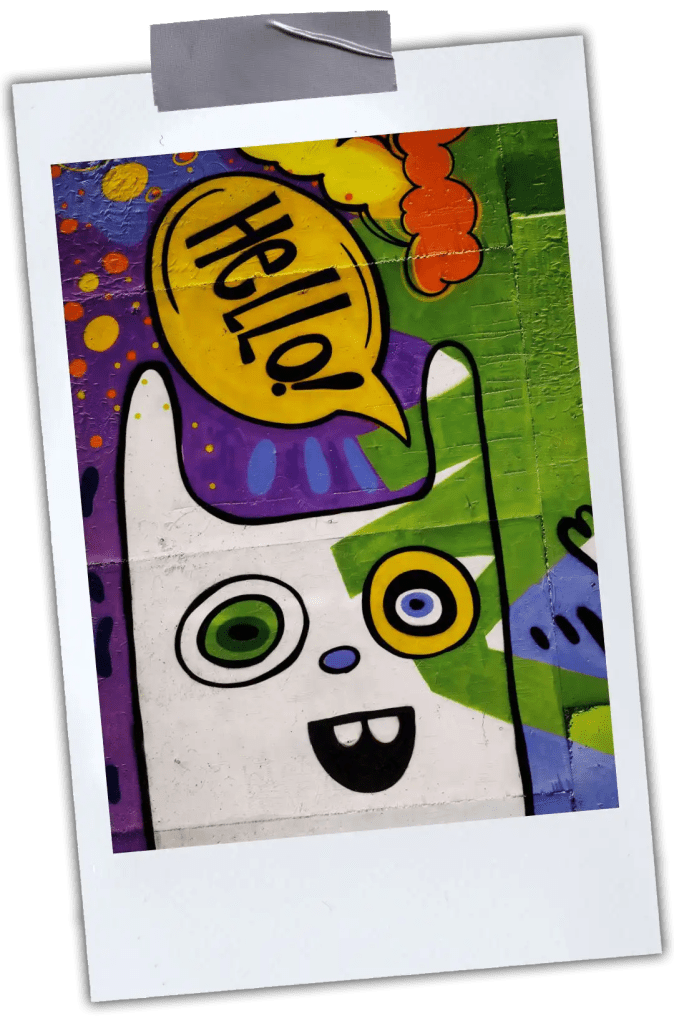 Polaroid of bright colored art