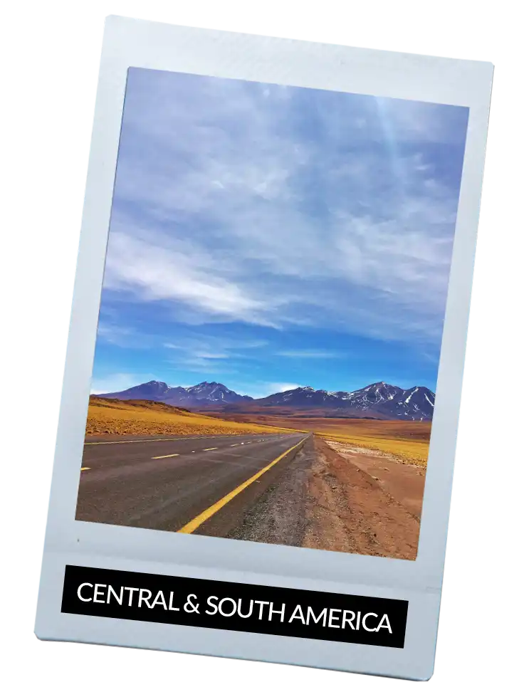 Polaroid with "Central & South America" text overlay to portray destinations Global Debauchery has explored