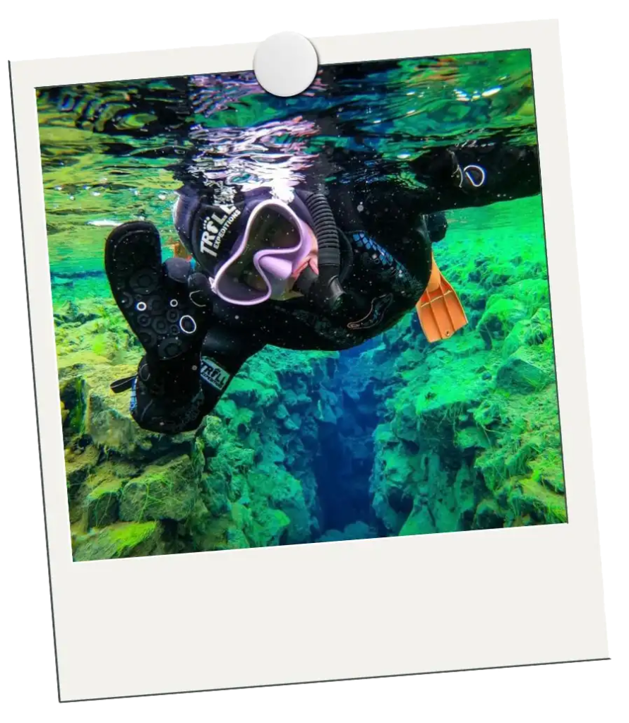 Polaroid of Jordan snorkeling 