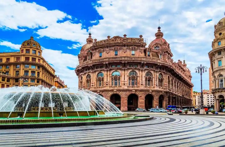 Genoa or Genova square with fountain