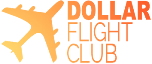 Orange gradient Dollar Flight Club logo with plane icon on left and stacked text on right